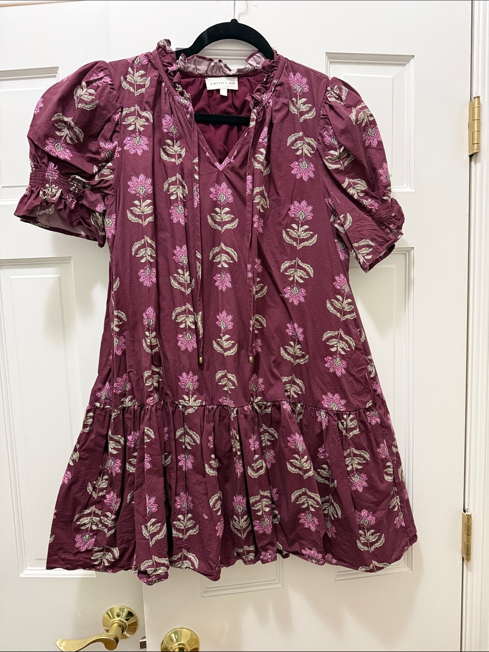 Entro Maroon Mini Cotton Dress Size Small